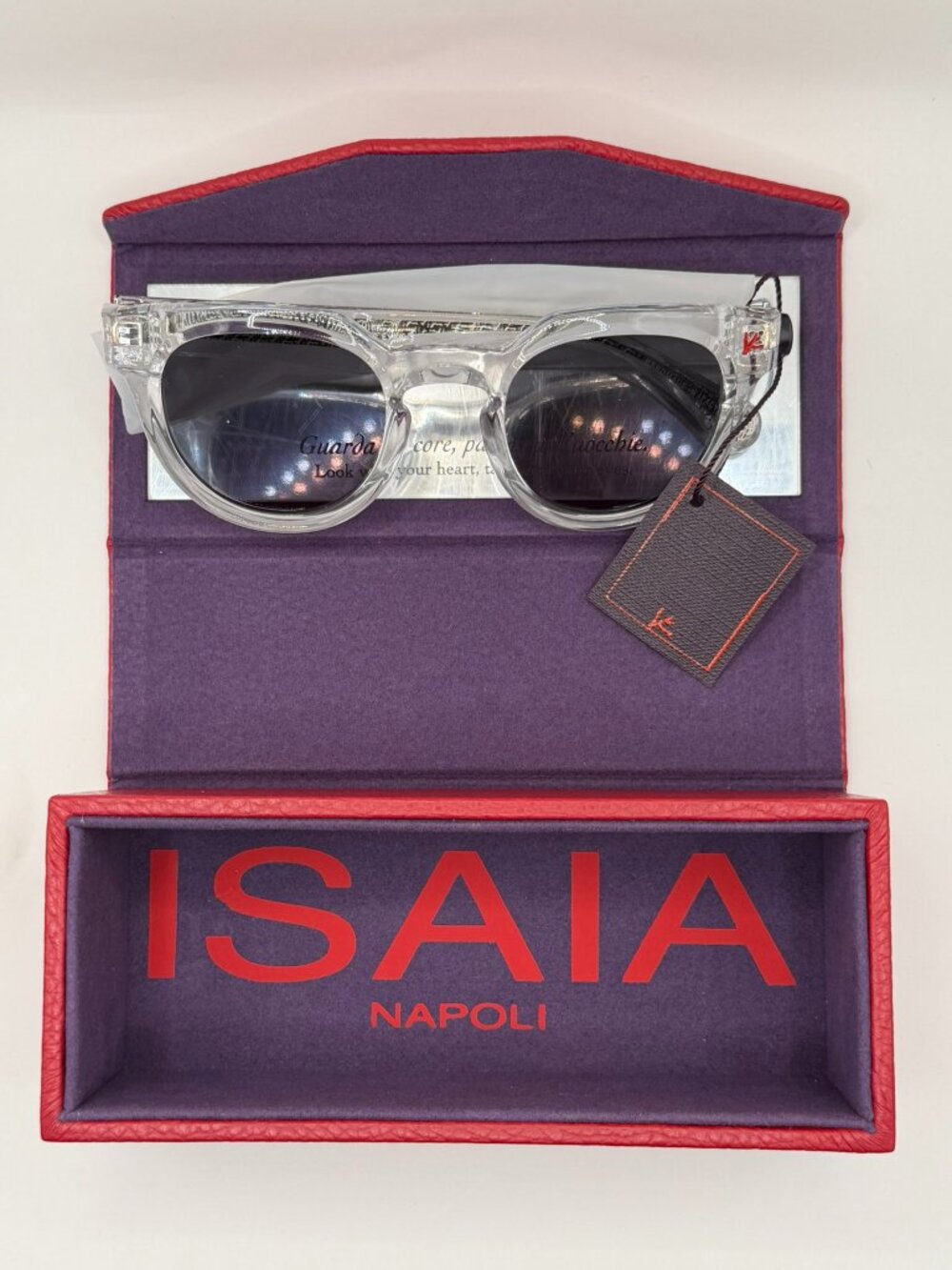 NWT: ISAIA "Diego" Clear Lucite Sunglasses - Current Retail is $690 USD/ € 590